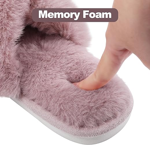 Women's Fuzzy Slippers, House Slippers, Open Toe Slippers Women's Fuzzy Slippers, House Slippers, Open Toe Slippers